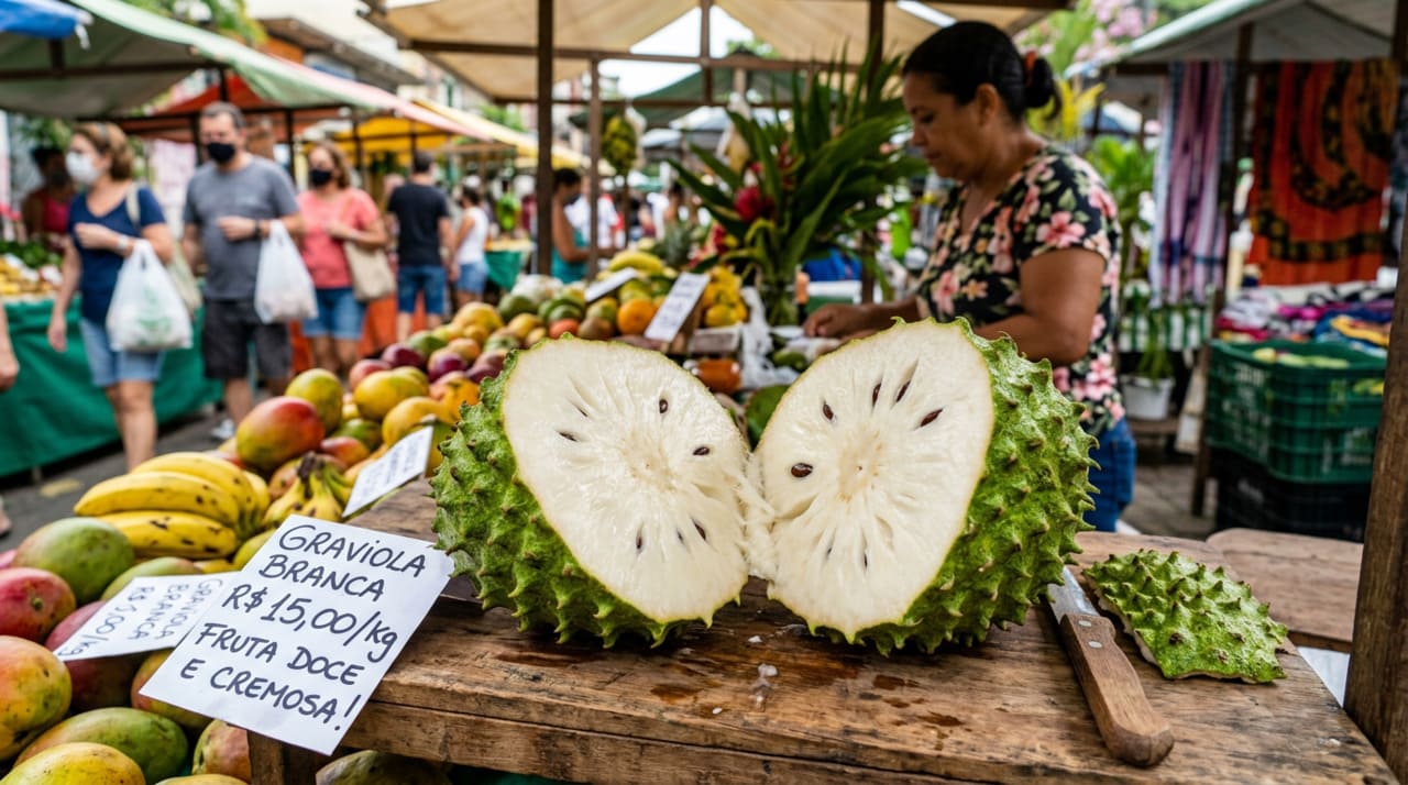 A principal diferença entre a graviola branca e a graviola comum está na coloração e em detalhes de sabor e textura.