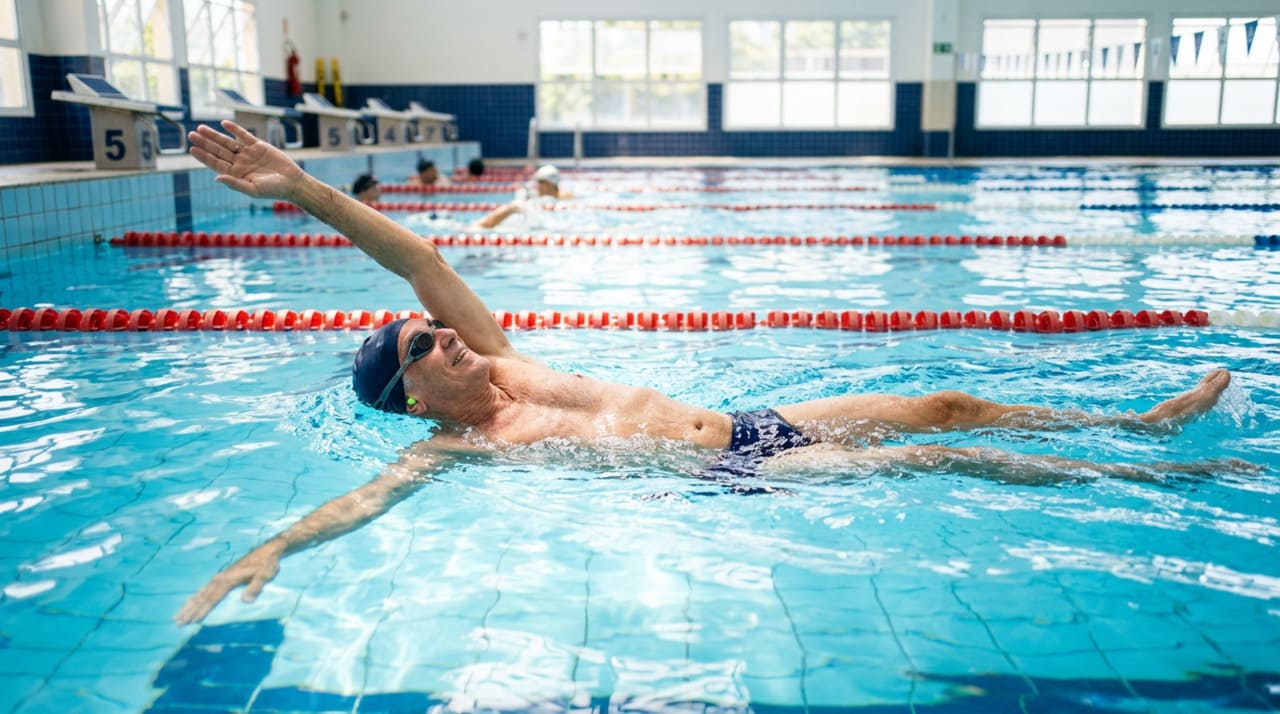 O nado costas permite que o corpo fique em posição horizontal, com o rosto fora da água durante quase todo o exercício