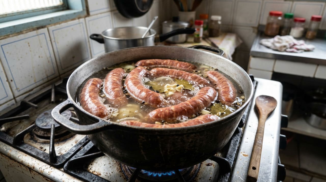 O vinagre branco contém ácido acético, que deixa a água de cozimento levemente ácida.