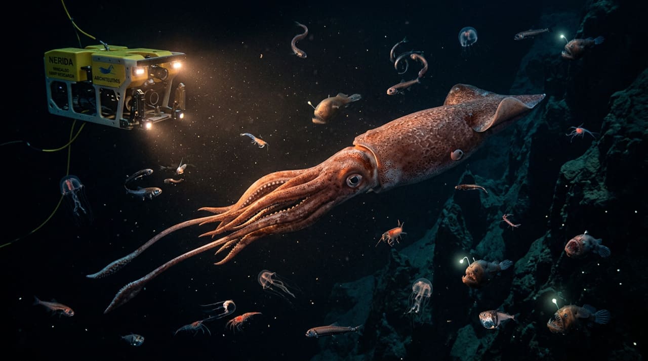 Lula gigante detectada em cânion submarino na costa da Austrália