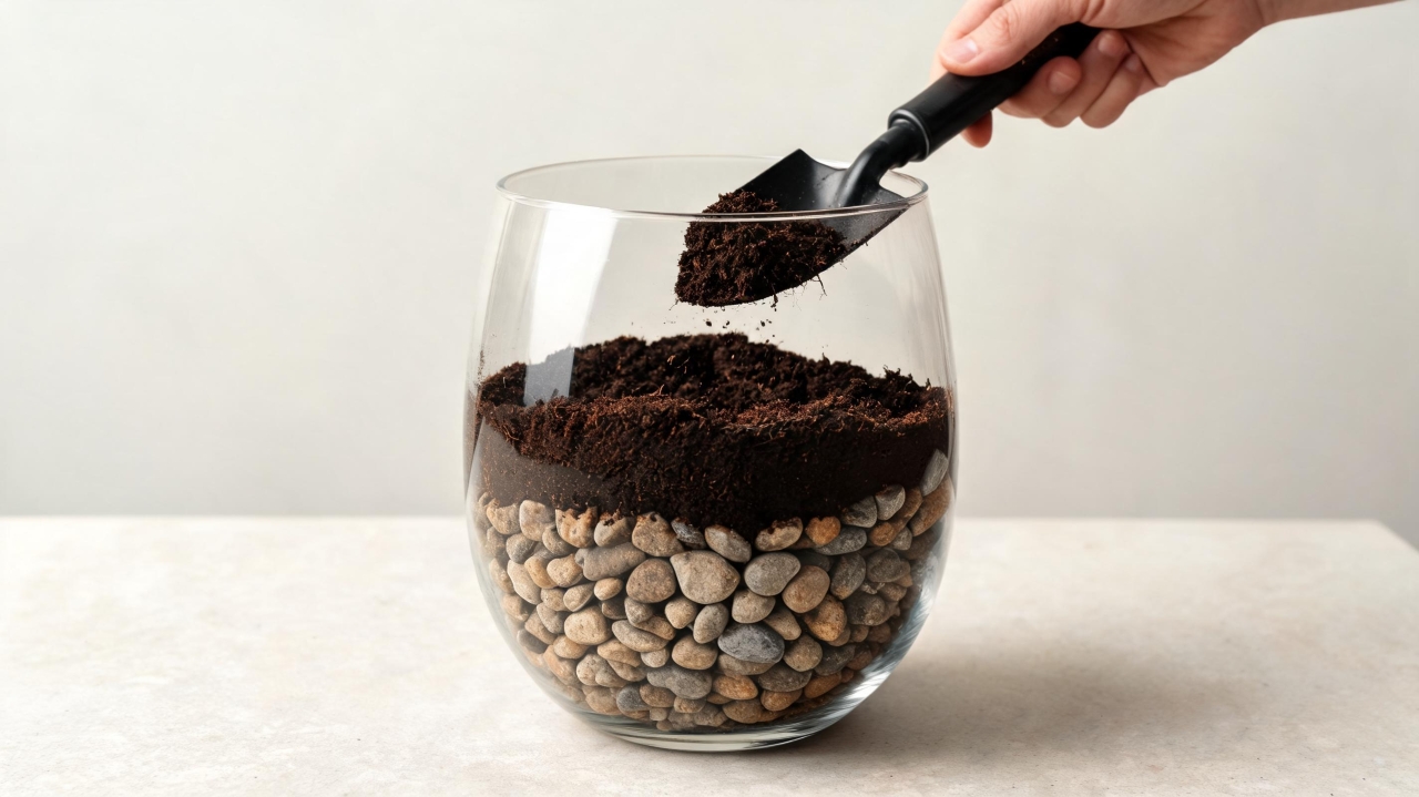 Drenagem correta começa com pedras no fundo do vaso