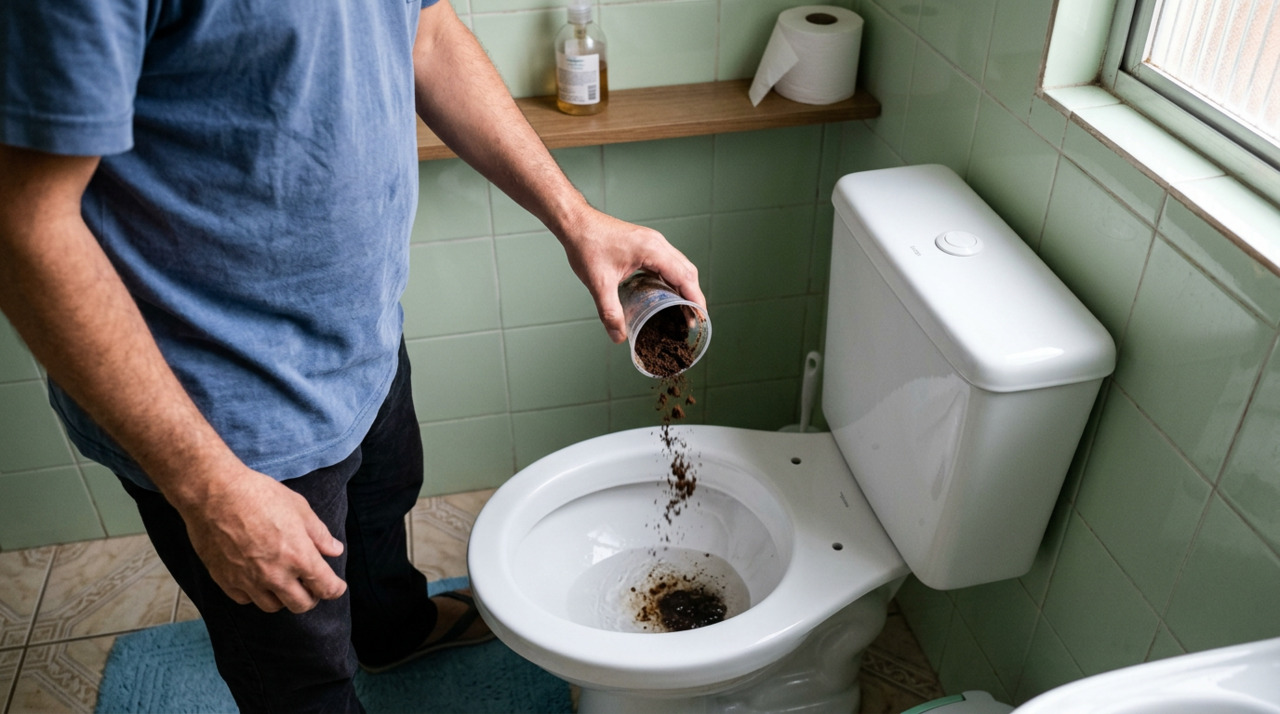 Quando despejado em pequenas quantidades junto com água, o café usado pode ajudar a movimentar resíduos leves acumulados na tubulação.