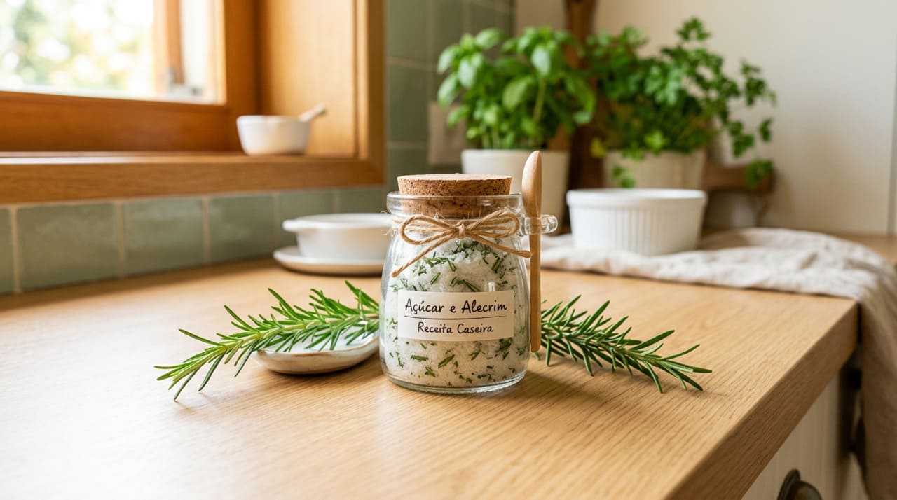 O alecrim é uma erva aromática rica em óleos essenciais, responsável por um perfume herbal suave