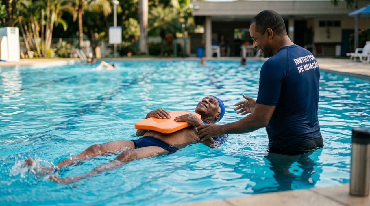 O nado costas permite que o corpo fique em posição horizontal, com o rosto fora da água durante quase todo o exercício