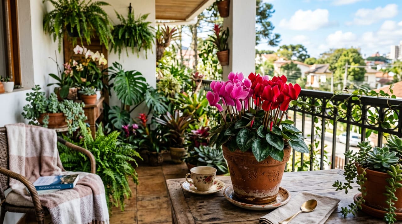O cyclamen é um gênero de plantas originário de regiões de clima ameno, muito usado em jardins, varandas e áreas verdes urbanas.