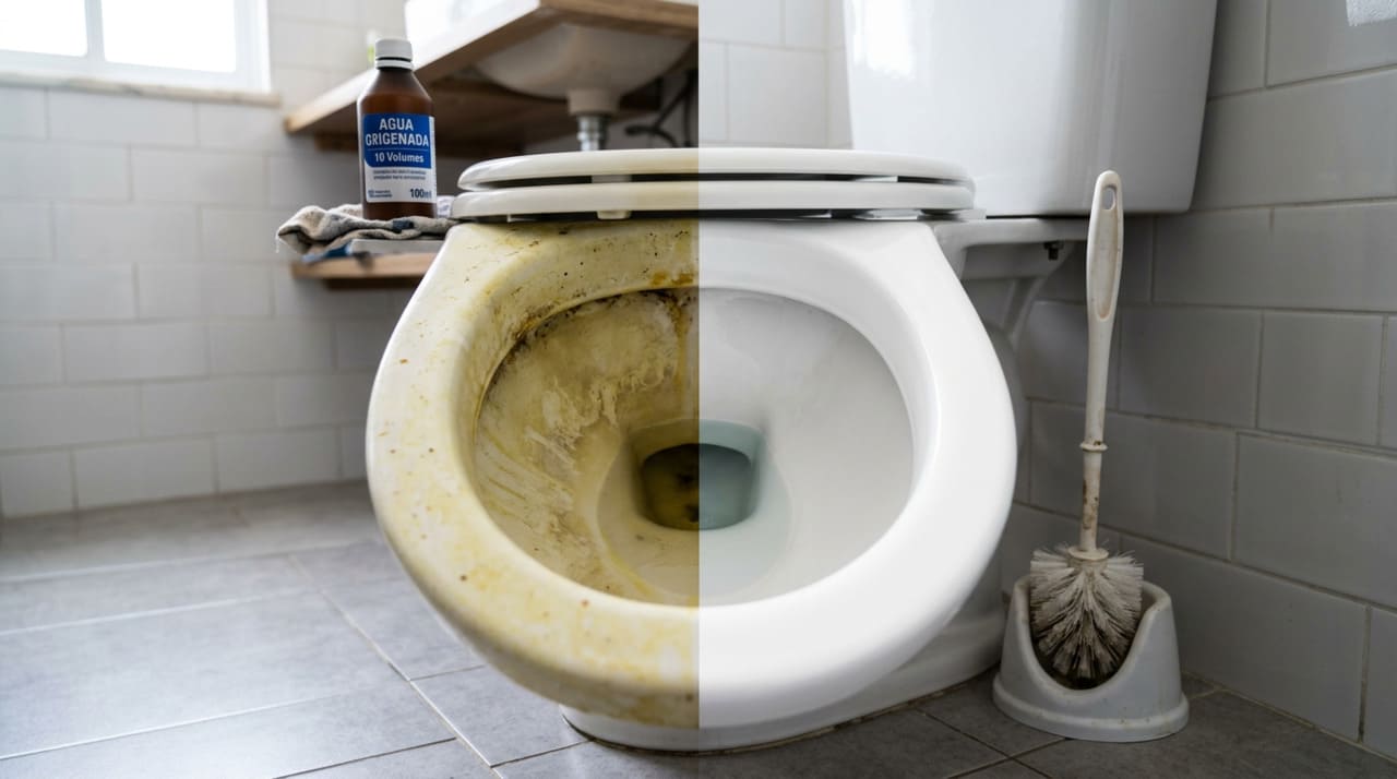 A água oxigenada, ou peróxido de hidrogênio, age oxidando a sujeira orgânica