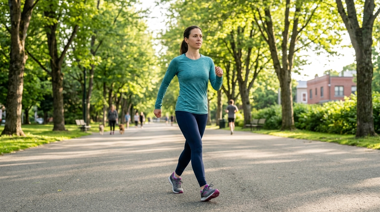 O ritmo perto de 5 km/h costuma ser associado a uma caminhada firme, com passos constantes e respiração mais ativa.