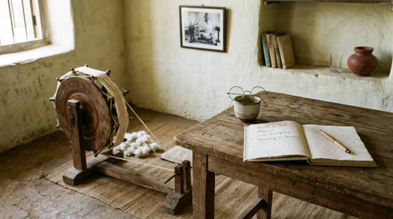 Gandhi defendia a não violência, a verdade e a autodisciplina como práticas, não apenas como conceitos.
