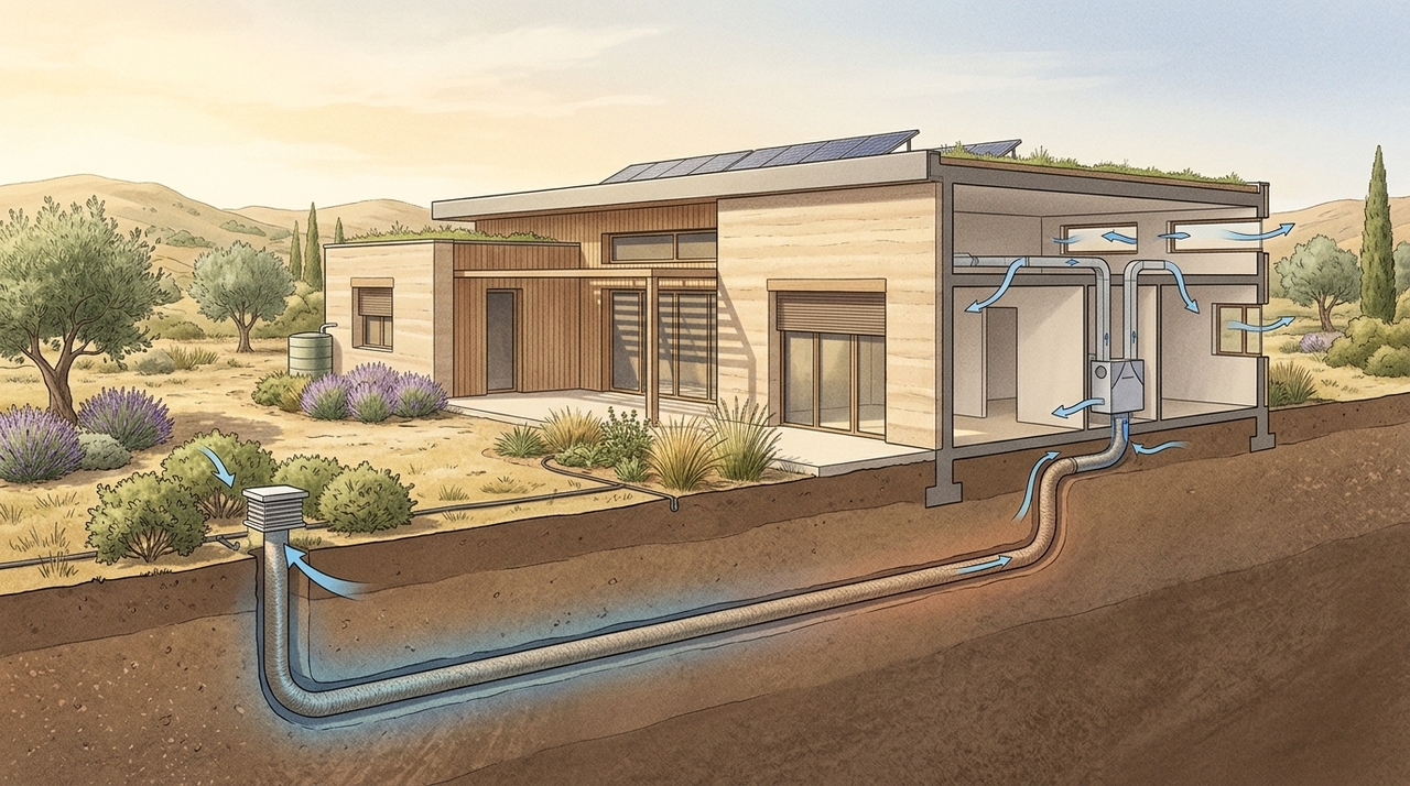 O poço canadense é um sistema de climatização passiva que aproveita a energia térmica armazenada no subsolo para resfriar o ar no verão e atenuar o frio no inverno.