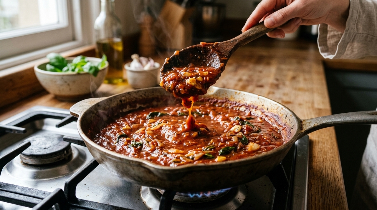 O erro mais comum é jogar o tomate na panela e cozinhar por pouco tempo.