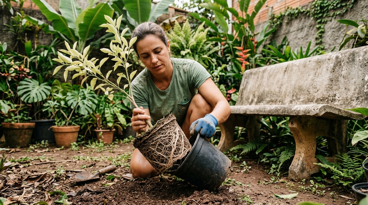 Quando retiramos o bloco de terra das sementeiras de plástico, conseguimos observar a real situação da base vegetal.