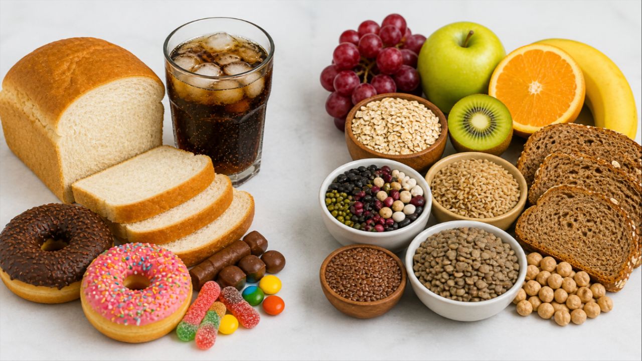 Proteínas magras e fibras auxiliam na recuperação muscular e no controle da gordura abdominal.