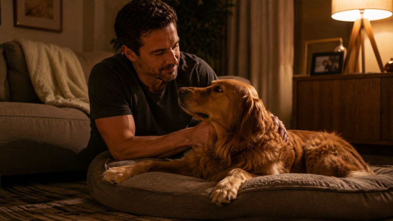 Dormir perto do tutor reduz a ansiedade do cão e fortalece o vínculo emocional entre eles.