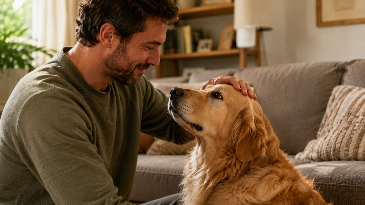 O amor do cachorro vai além da obediência; é uma conexão genuína de afeto e confiança.