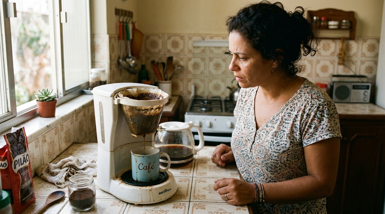 Por que o filtro da máquina de café fica entupido com o tempo e com que frequência ele precisa ser limpo?