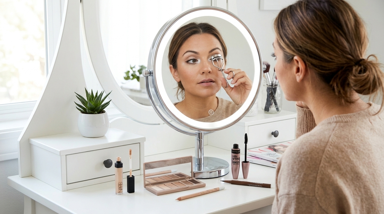 Para criar o efeito de olhos grandes, o foco está em poucos itens bem escolhidos, que tragam contraste, definição e luminosidade nos pontos certos.