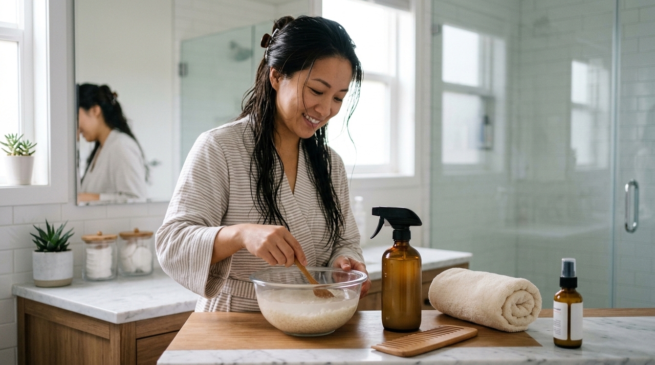 Nem vinagre, nem limão: o ingrediente caseiro que fecha as cutículas, sela o brilho e deixa o cabelo sedoso após a lavagem