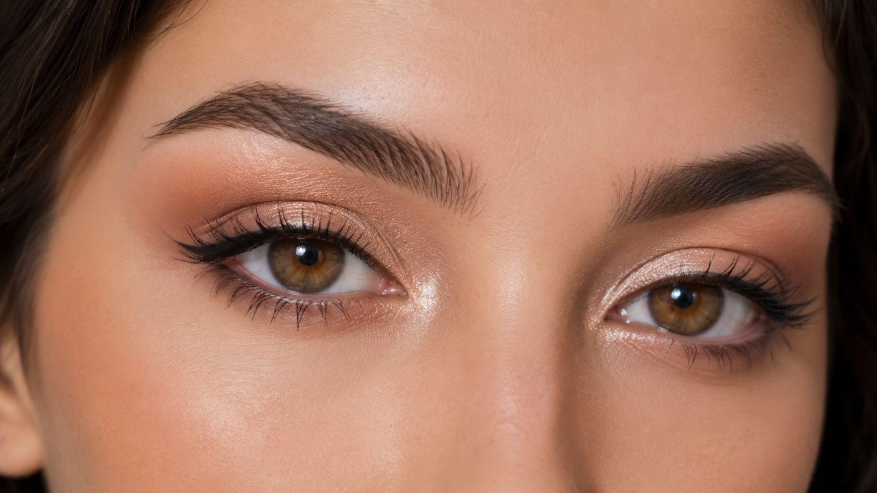 Maquiagens escuras e opacas em excesso diminuem os olhos, enquanto texturas acetinadas iluminam o olhar.
