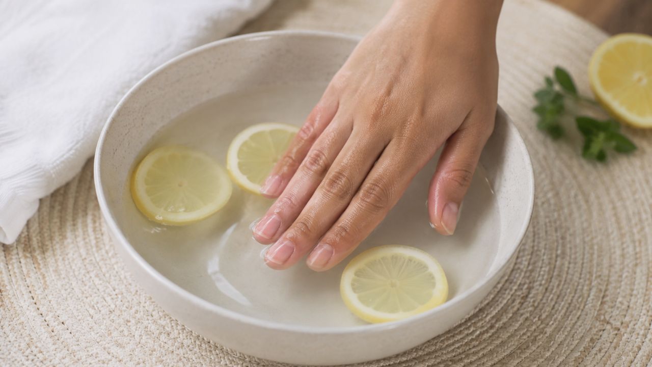 Clareie unhas gradualmente usando bicarbonato, limão, óleos hidratantes e bases fortalecedoras.