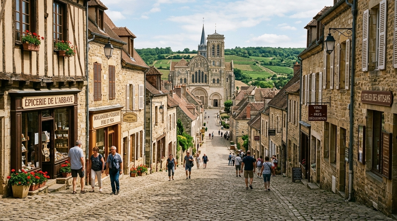 Vézelay cresceu ao redor de uma antiga abadia beneditina que se tornou um dos grandes centros de peregrinação da Idade Média