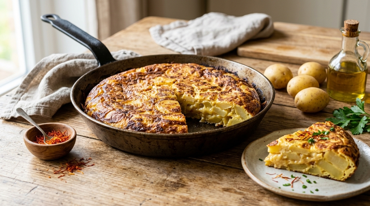 O açafrão entra em pequena quantidade, mas muda a percepção da tortilha