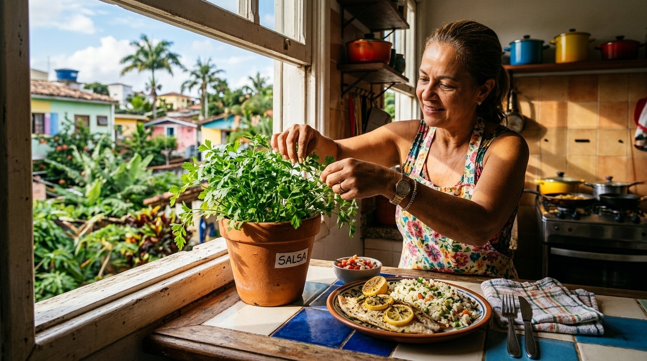 O cultivo da erva aromática brasileira, a salsinha, em vaso é ideal para quem não tem quintal e busca uma mini-horta