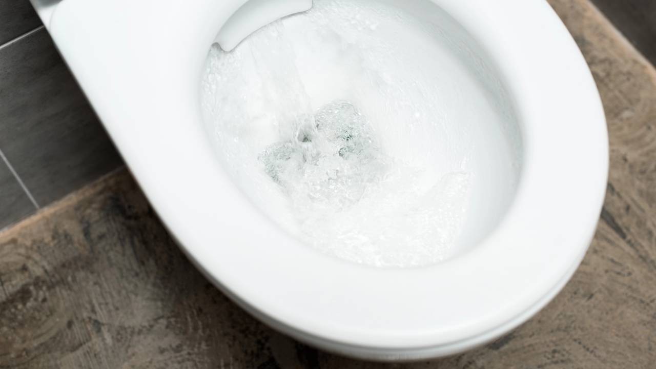 A solução de bicarbonato ou água sanitária diluída ajuda a clarear manchas e manter o banheiro impecável.