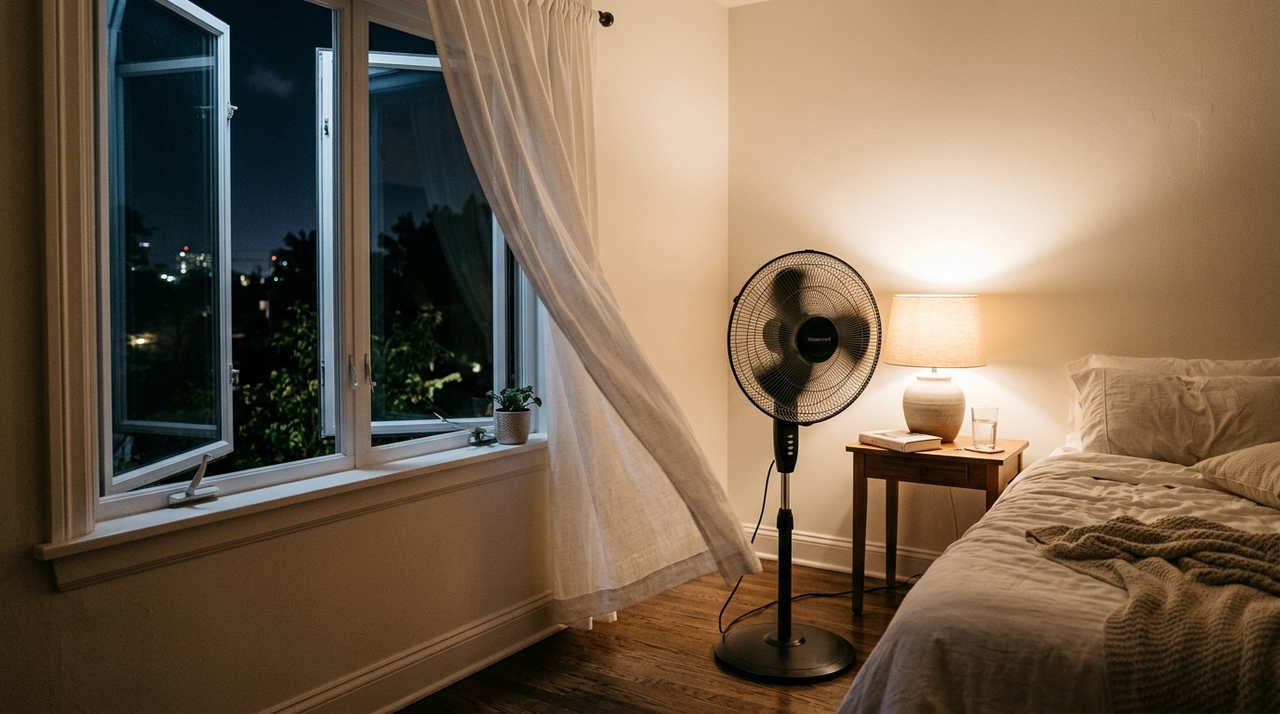 O ventilador não resfria o ar como um ar-condicionado, ele apenas movimenta o ar já existente no ambiente.