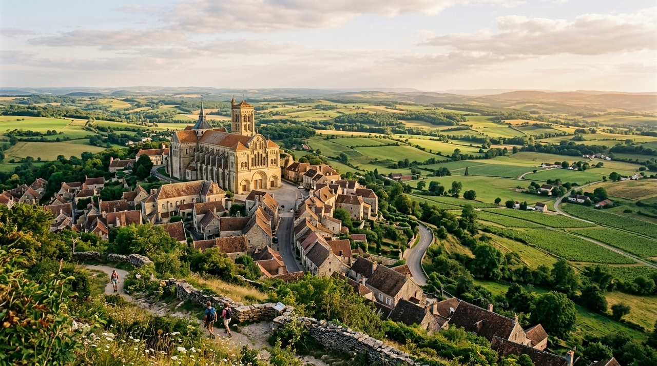 Vézelay cresceu ao redor de uma antiga abadia beneditina que se tornou um dos grandes centros de peregrinação da Idade Média