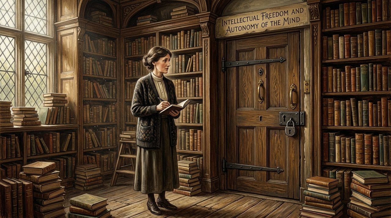 Em Um teto todo seu, publicado em 1929, Virginia Woolf defende que uma mulher precisa de independência material e espaço próprio para escrever