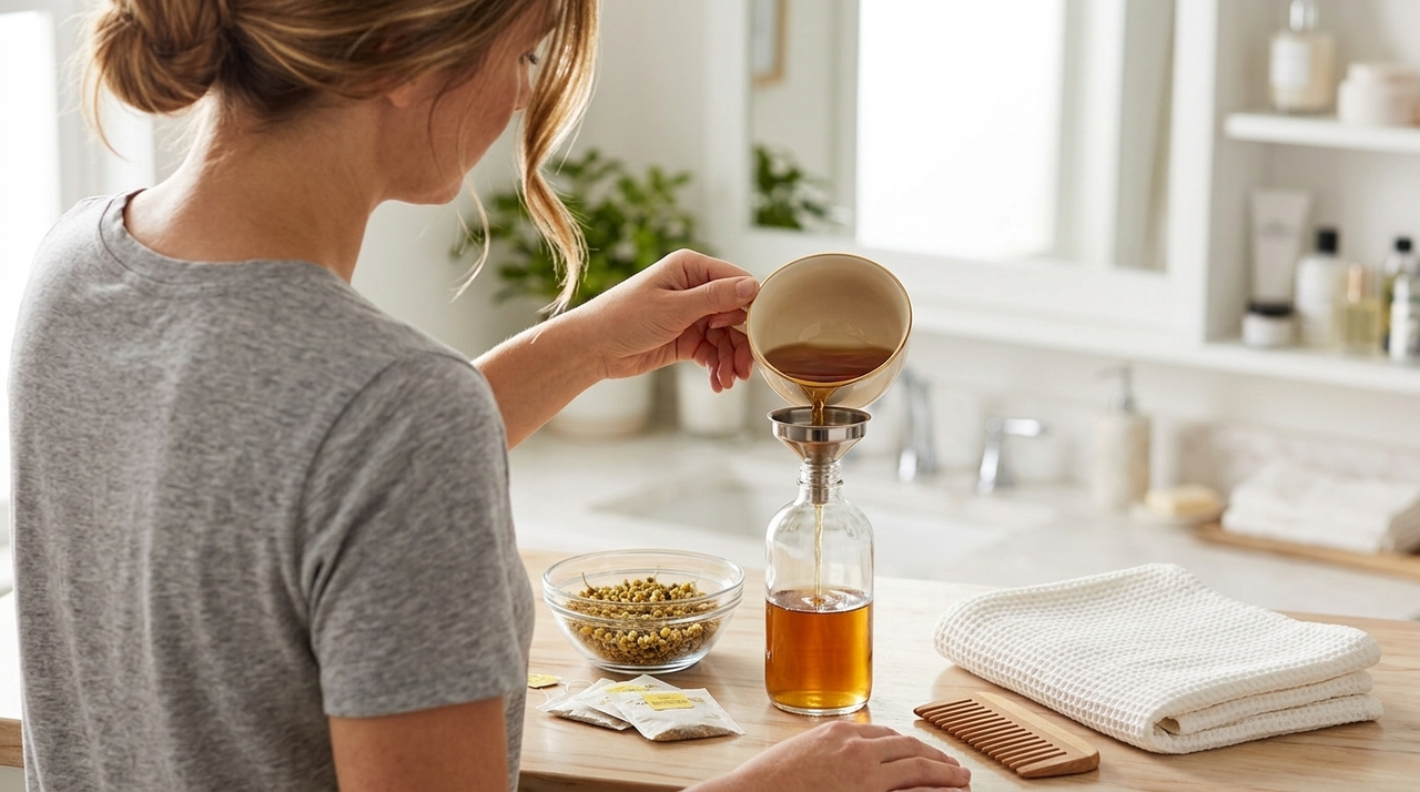 O preparo precisa ser concentrado para que o chá consiga deixar reflexos visíveis depois de algumas aplicações.