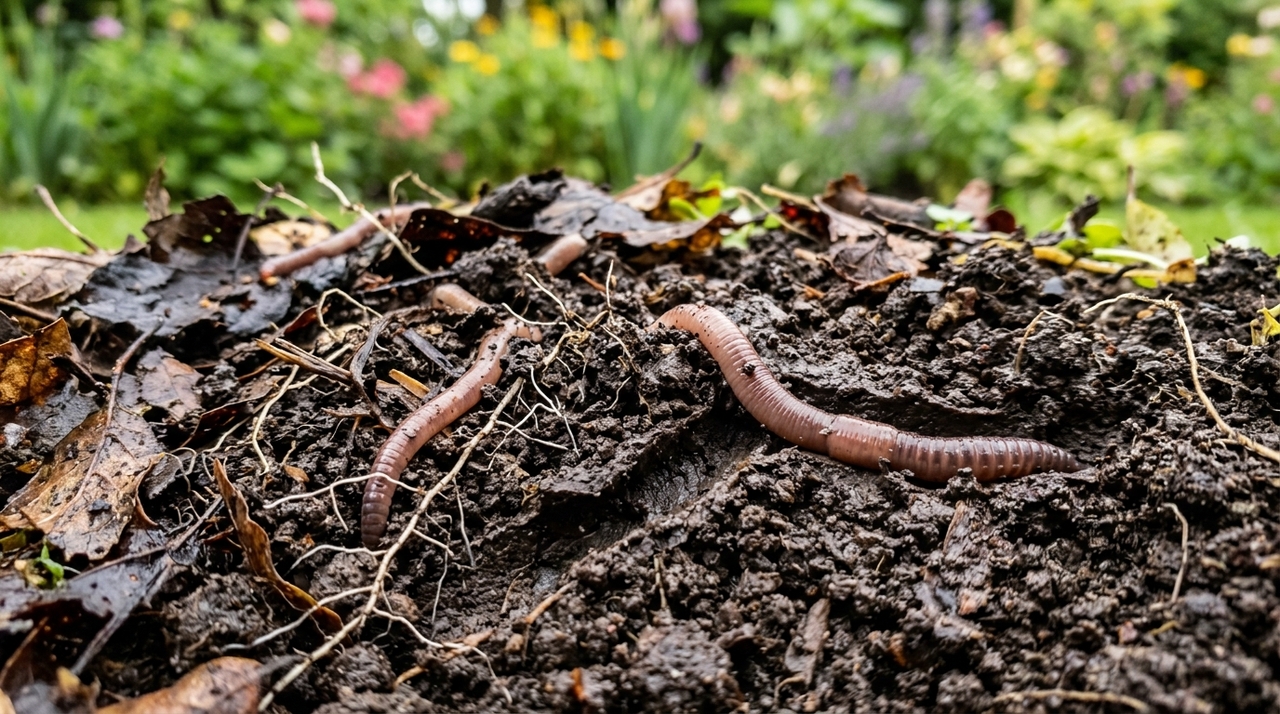 Uma boa presença de minhocas sugere solo mais vivo, com decomposição ativa e estrutura menos compactada