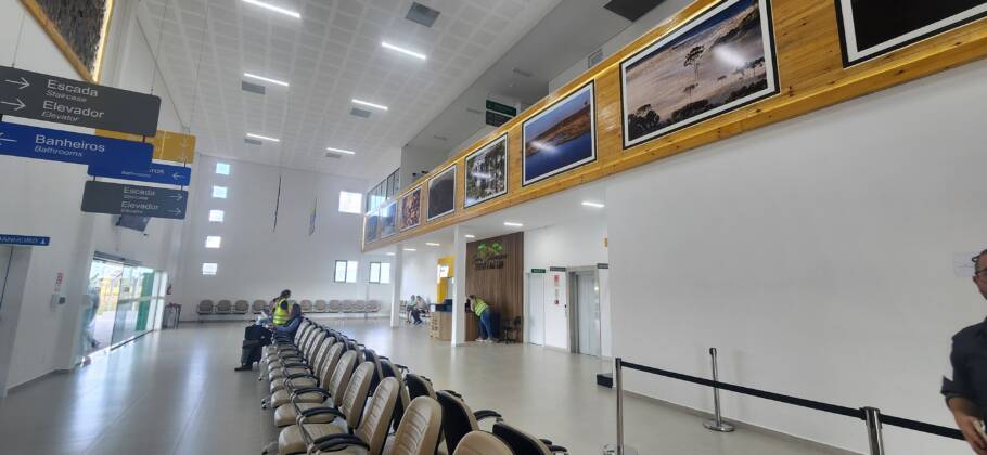 Área de check-in do Aeroporto Regional do Planalto Serrano, em Correia Pinto