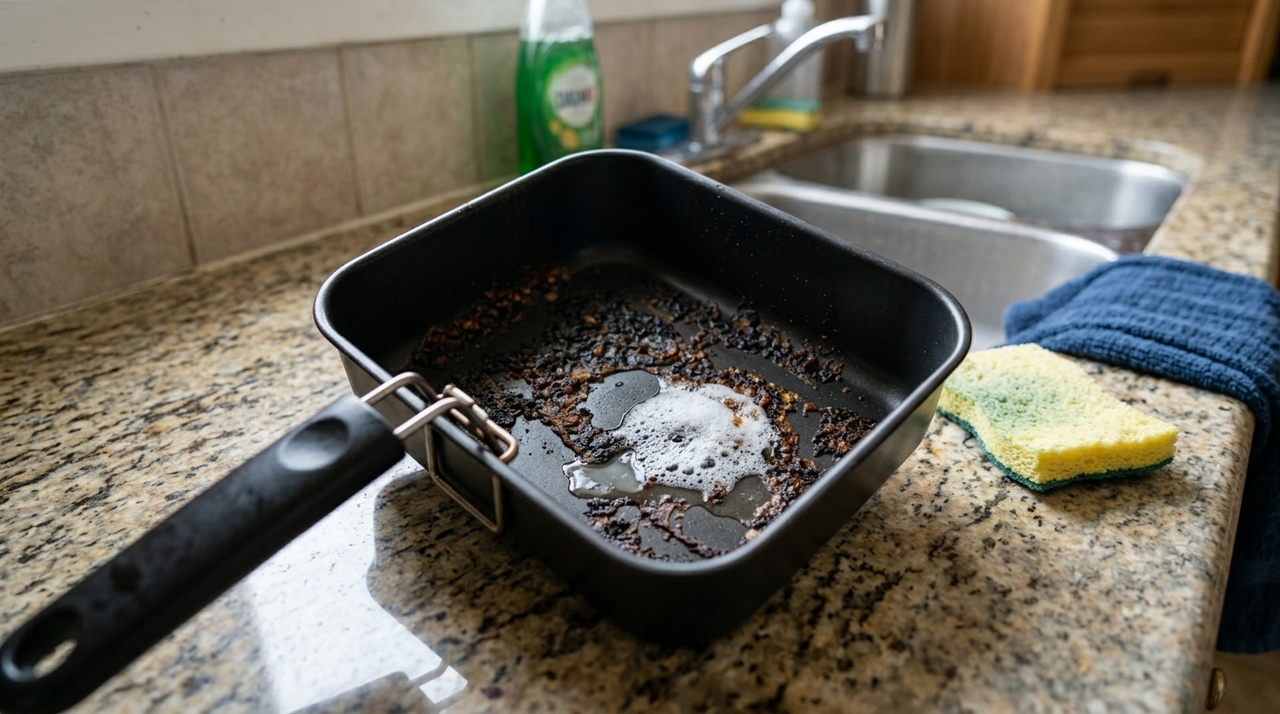 A limpeza do cesto com gordura incrustada pode ser feita com um método caseiro que combina água quente, detergente neutro e ingredientes comuns da despensa
