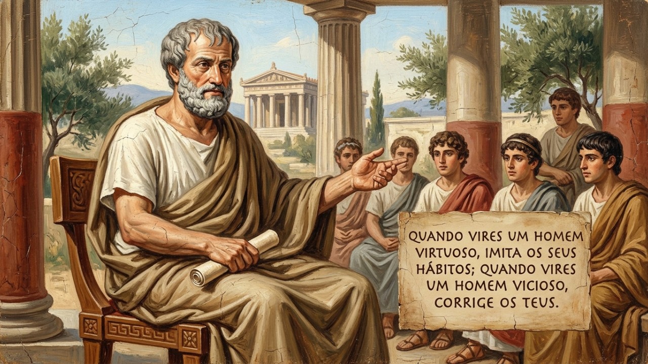 A prática constante do equilíbrio e do meio-termo é o caminho para alcançar a excelência moral. – Imagem gerada por IA