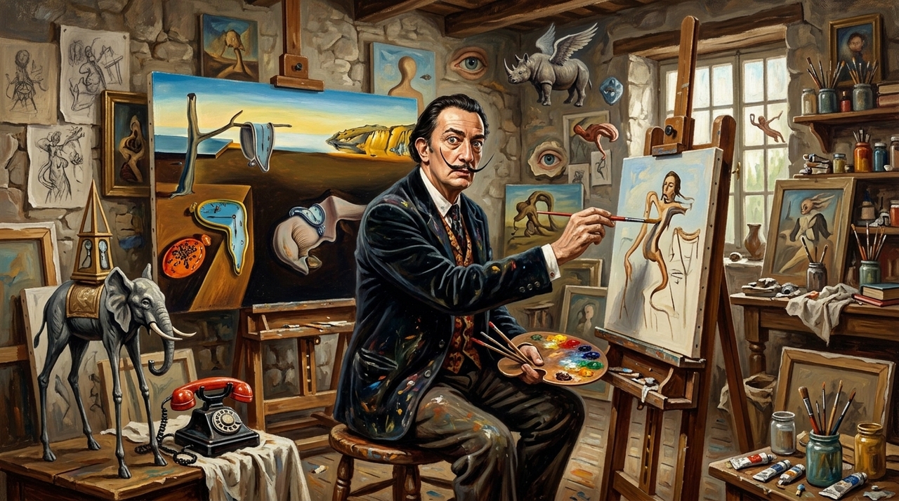 Dalí se tornou um dos nomes mais reconhecidos do surrealismo por transformar imagens do inconsciente em pinturas detalhadas, quase fotográficas