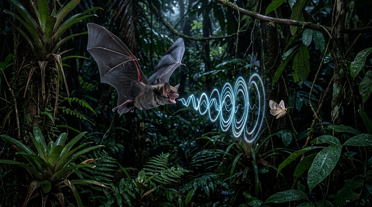 A ecolocalização é um sistema biológico que utiliza sons de alta frequência para mapear o ambiente.