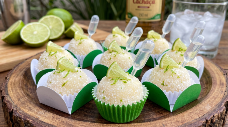 Aprenda a fazer brigadeiro de caipirinha, uma sobremesa criativa que une leite condensado, limão e muito sabor