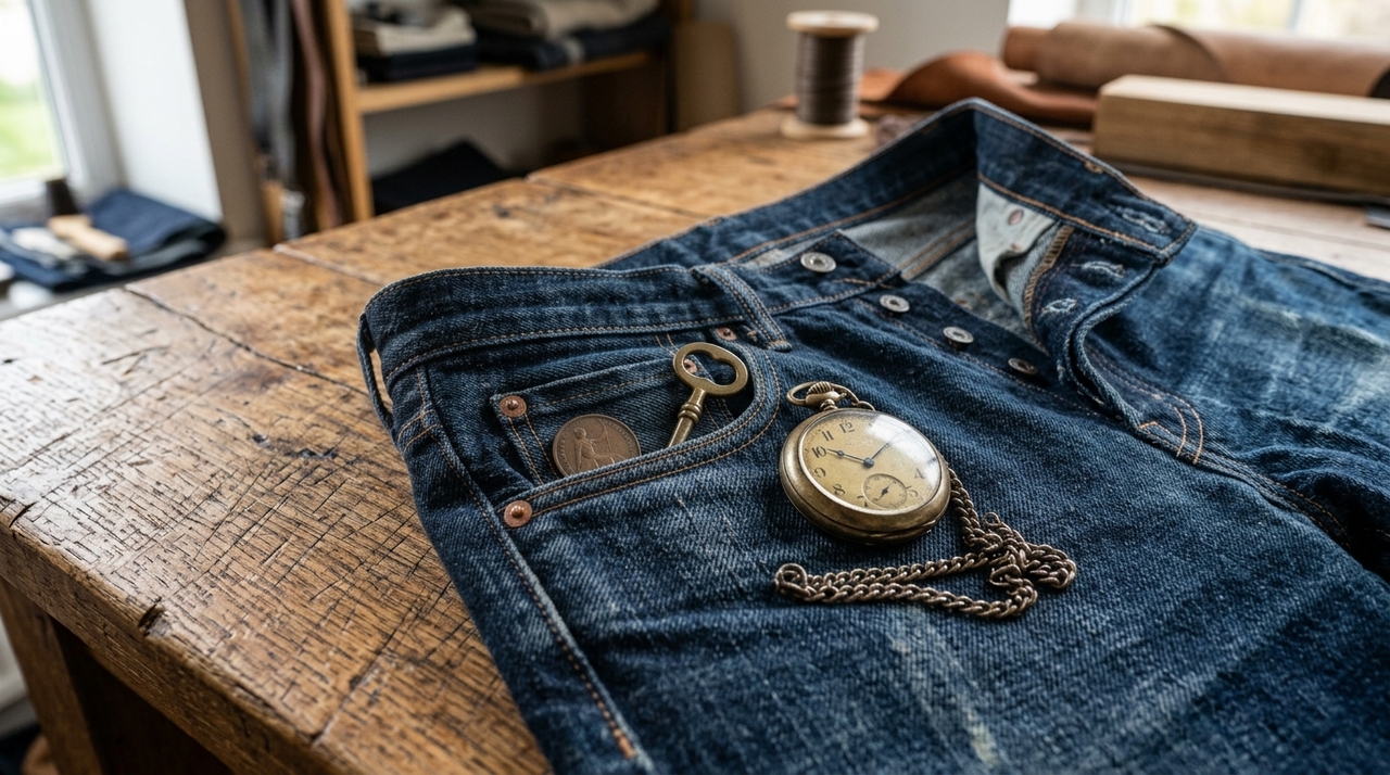 A história do jeans ajuda a entender por que bolsos reforçados ganharam tanto destaque.