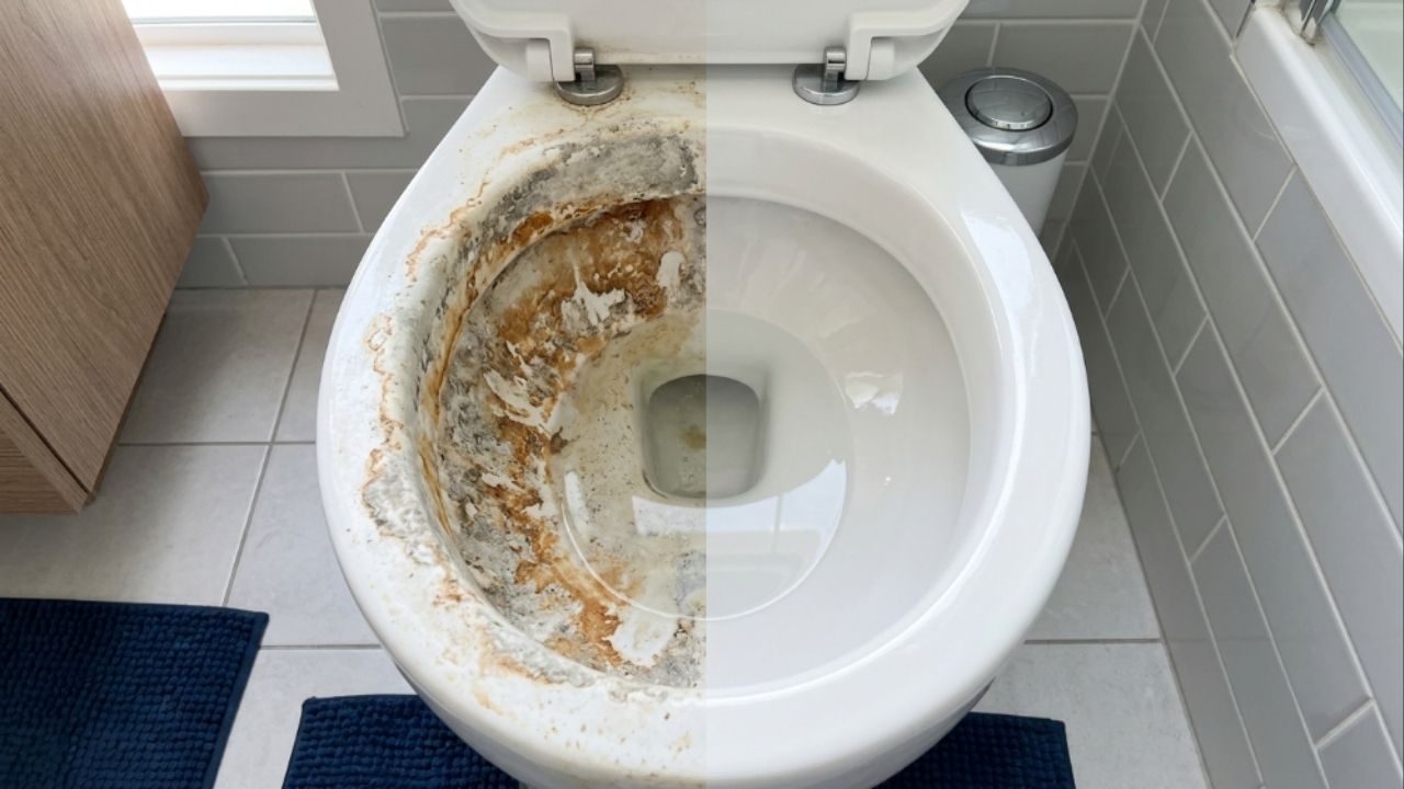 Calcário grudado no vaso sanitário: o método da vovó com doi