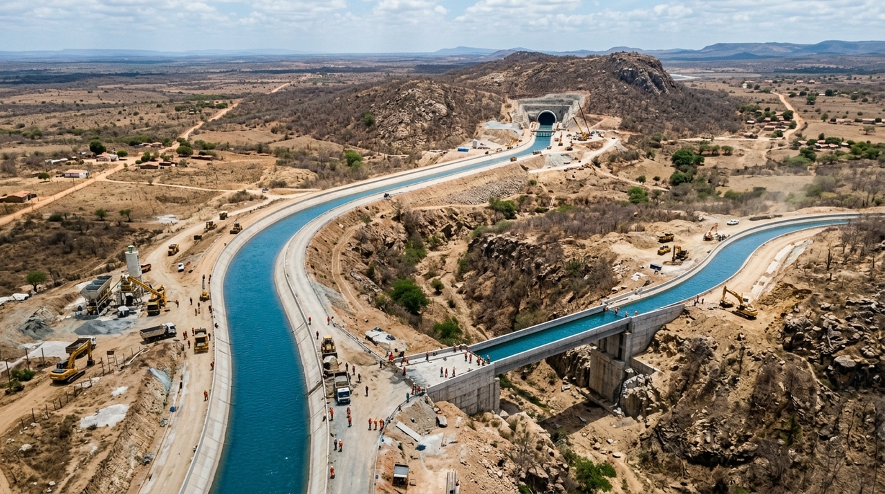 O canal possui cento e quarenta e cinco quilômetros de extensão cruzando o território por gravidade.