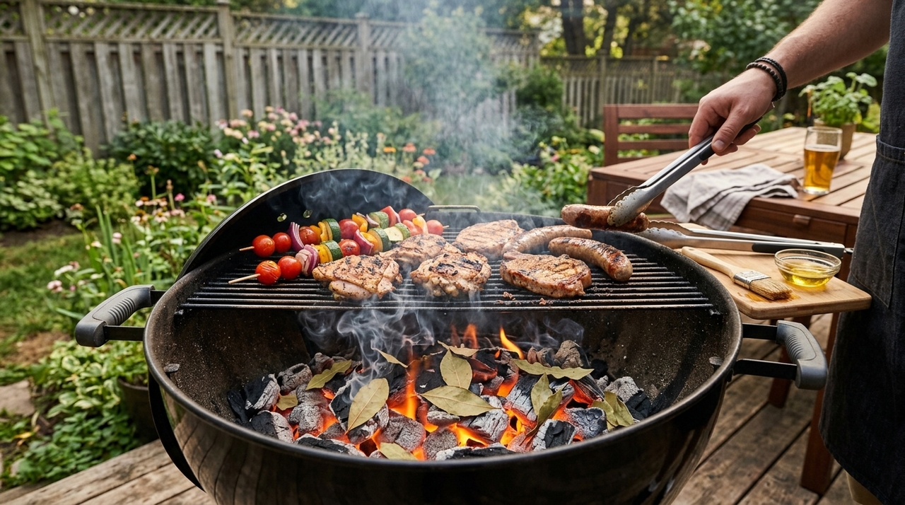 As folhas de louro nas brasas funcionam bem com carnes que ficam mais tempo na churrasqueira.