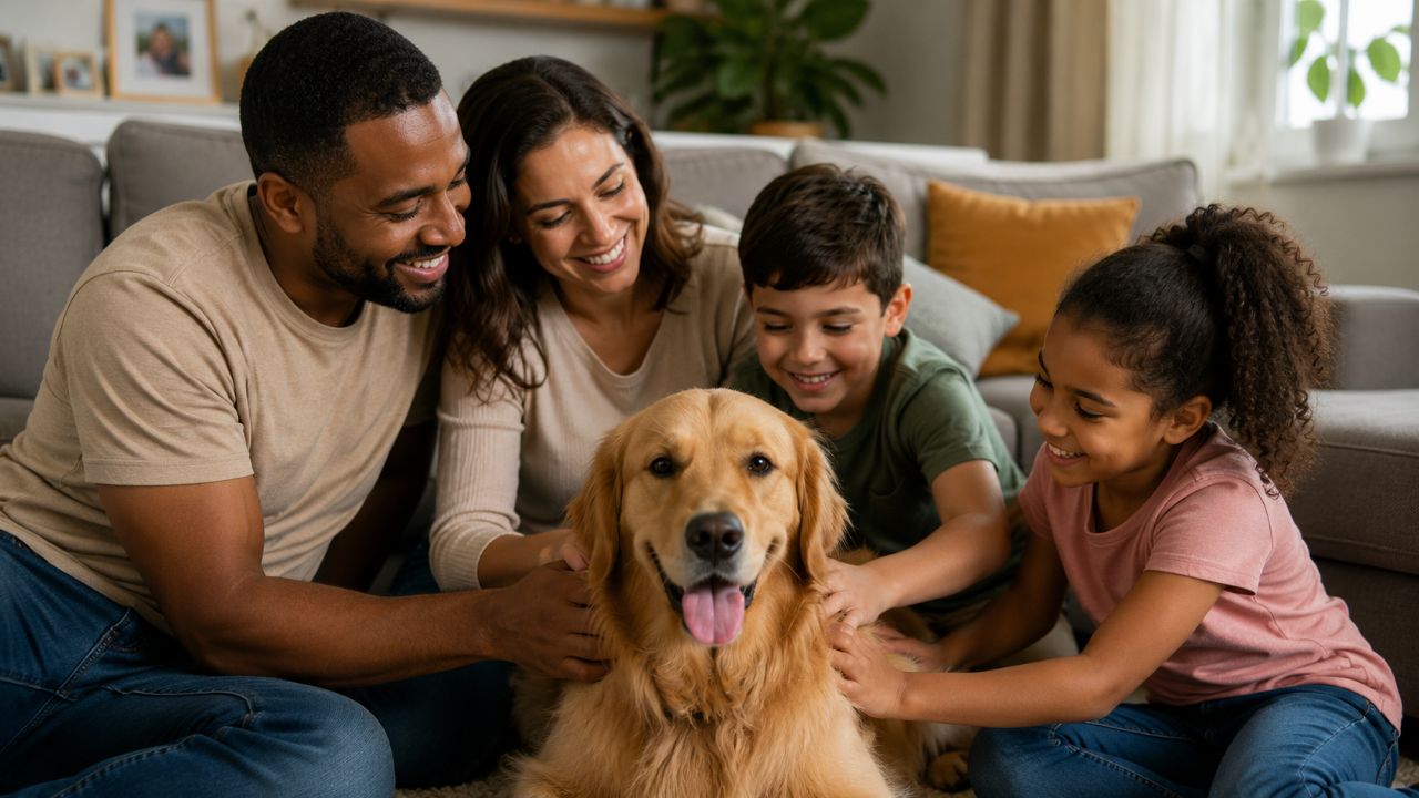 Cães expressam felicidade através de brincadeiras, afeto, facilidade de socialização e adaptação.