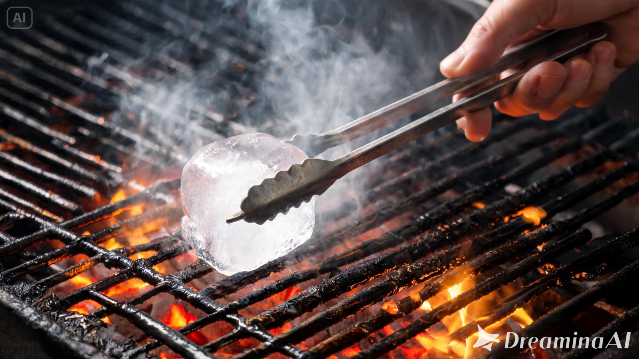 Especialistas explicam como usar gelo para limpar a grelha de churrasco e ainda ajudar a evitar que os alimentos grudem.