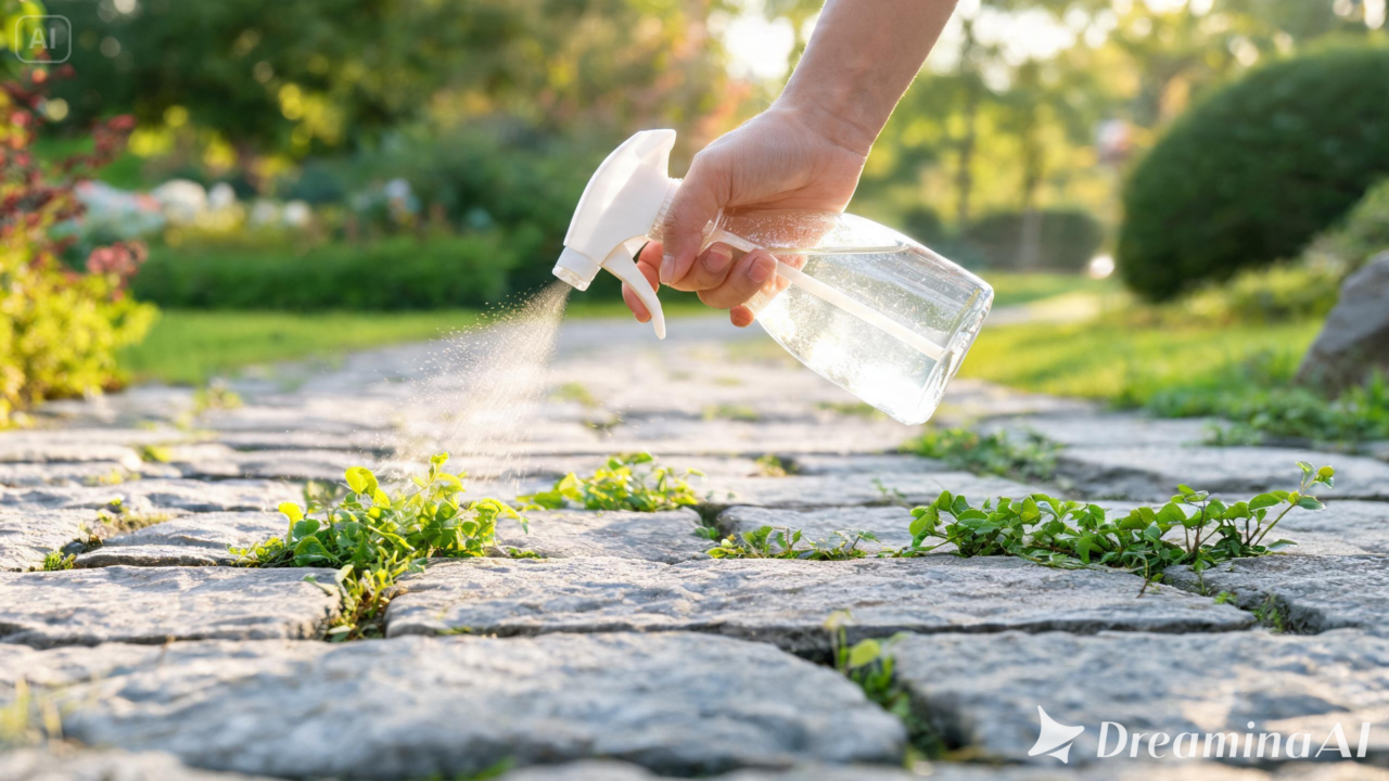 O herbicida natural virou alternativa popular para controlar o mato entre pisos. Os resultados chamam atenção de quem cuida do quintal.