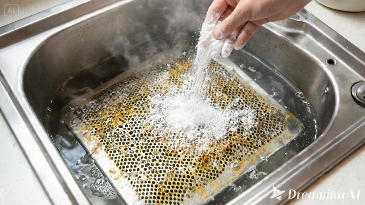 Água quente, detergente e bicarbonato podem transformar a limpeza do filtro da coifa. Entenda por que tanta gente adotou esse método.