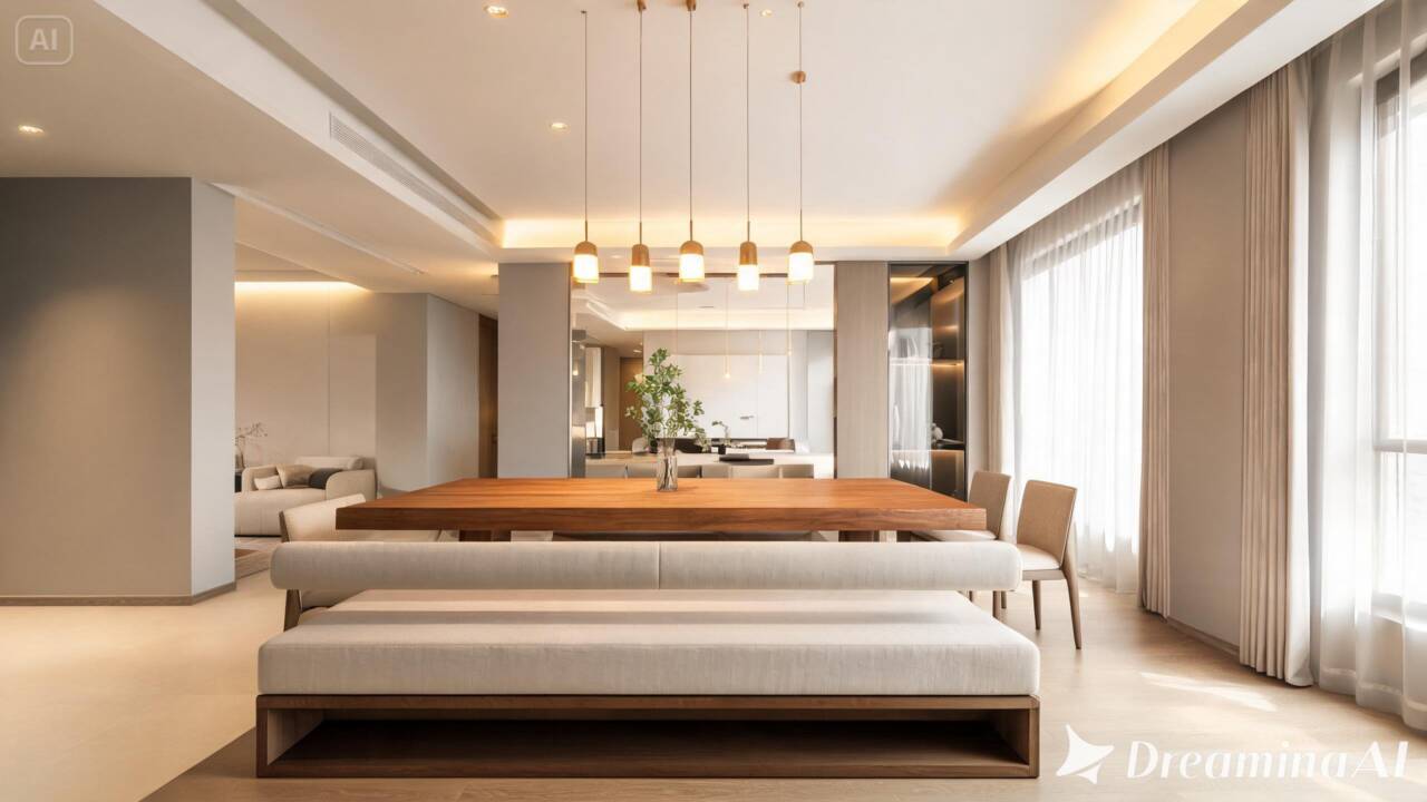 A nova sala de jantar prioriza conforto, circulação e versatilidade. Algumas escolhas simples podem transformar todo o ambiente.