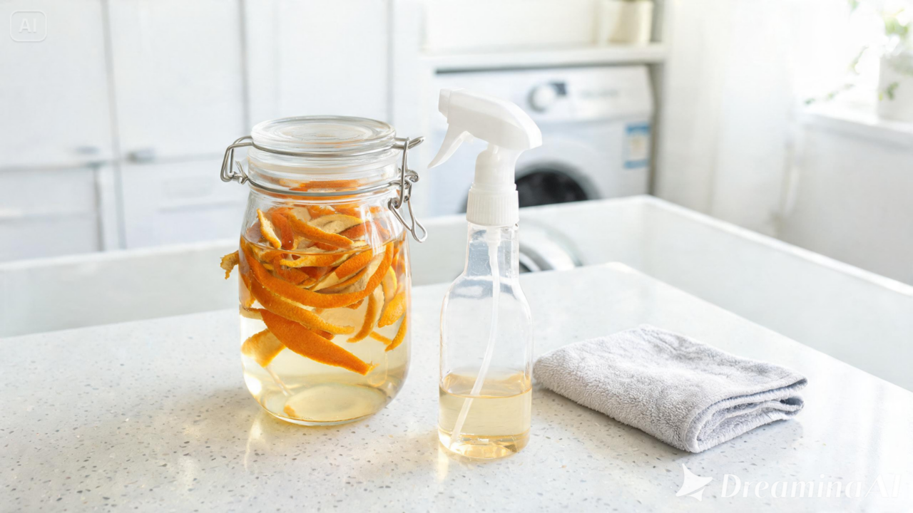 Casca de laranja e vinagre formam uma combinação prática para a limpeza diária. Entenda por que tantas pessoas estão adotando o truque.