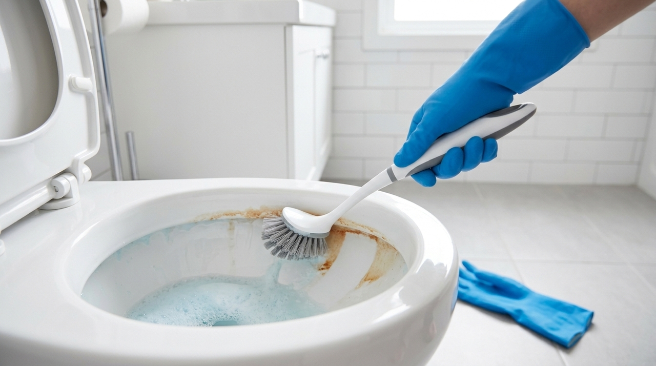 Pela manhã, a sujeira deve estar mais fácil de remover com escova sanitária