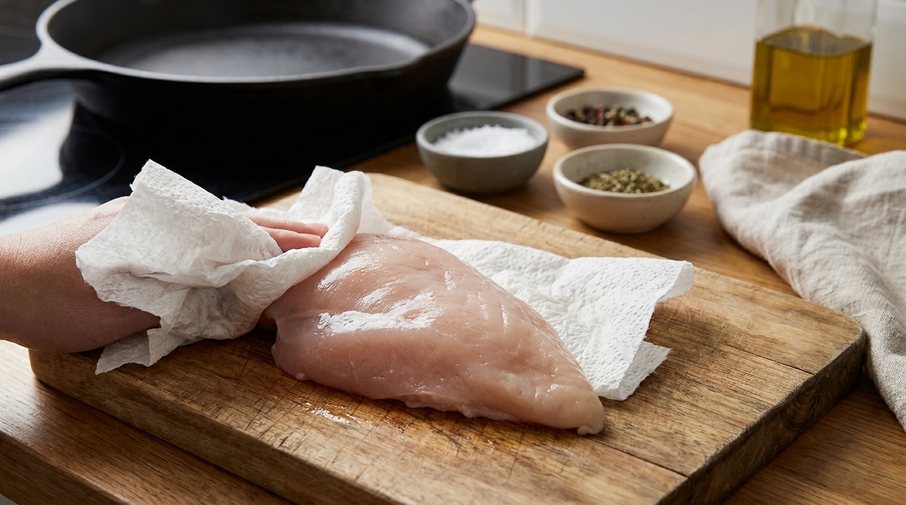Por que secar o frango no papel toalha antes de le